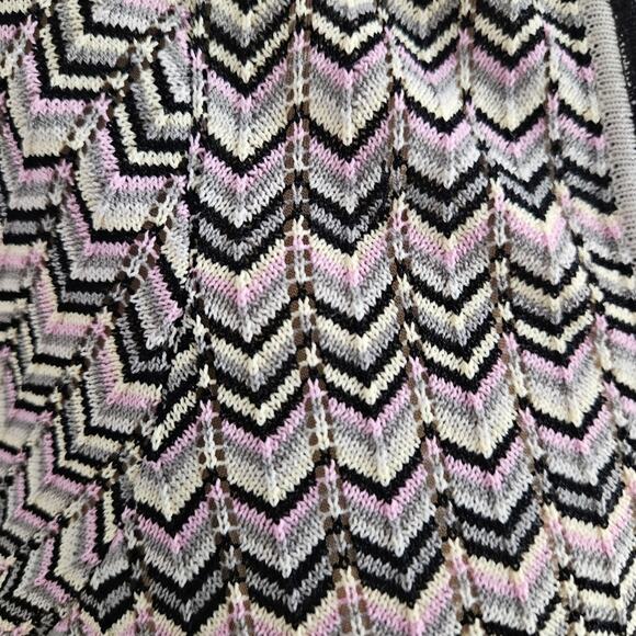 Nick & Mo Cardigan Women's Black and Pink Chevron Sweater Medium Retro Zig Zag - Picture 6 of 15